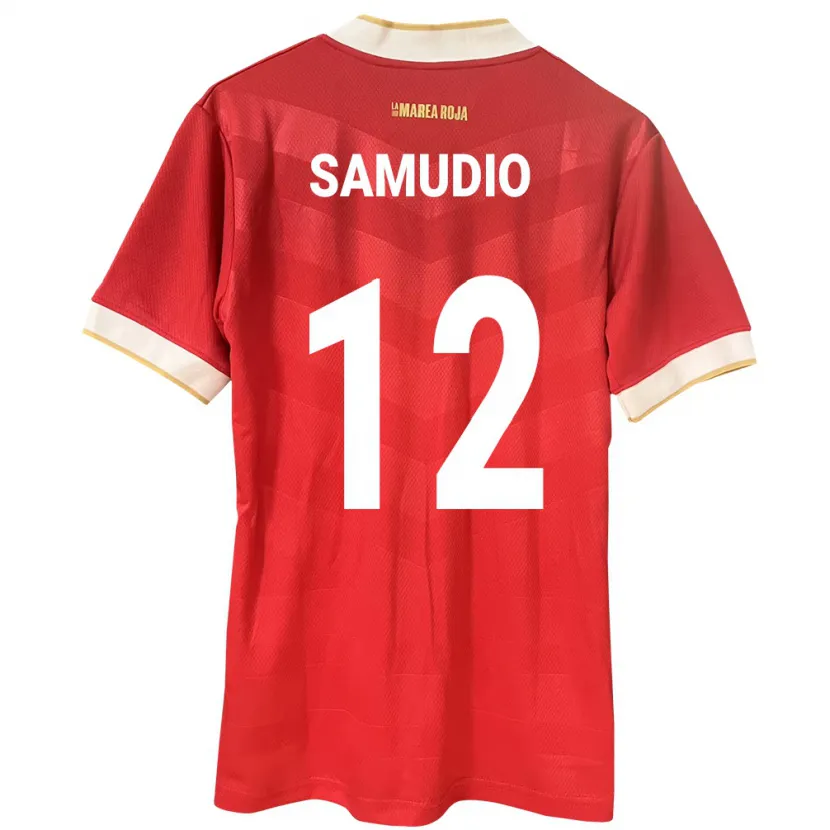 Danxen Femme Maillot Panama César Samudio #12 Rouge Tenues Domicile 24-26 T-Shirt