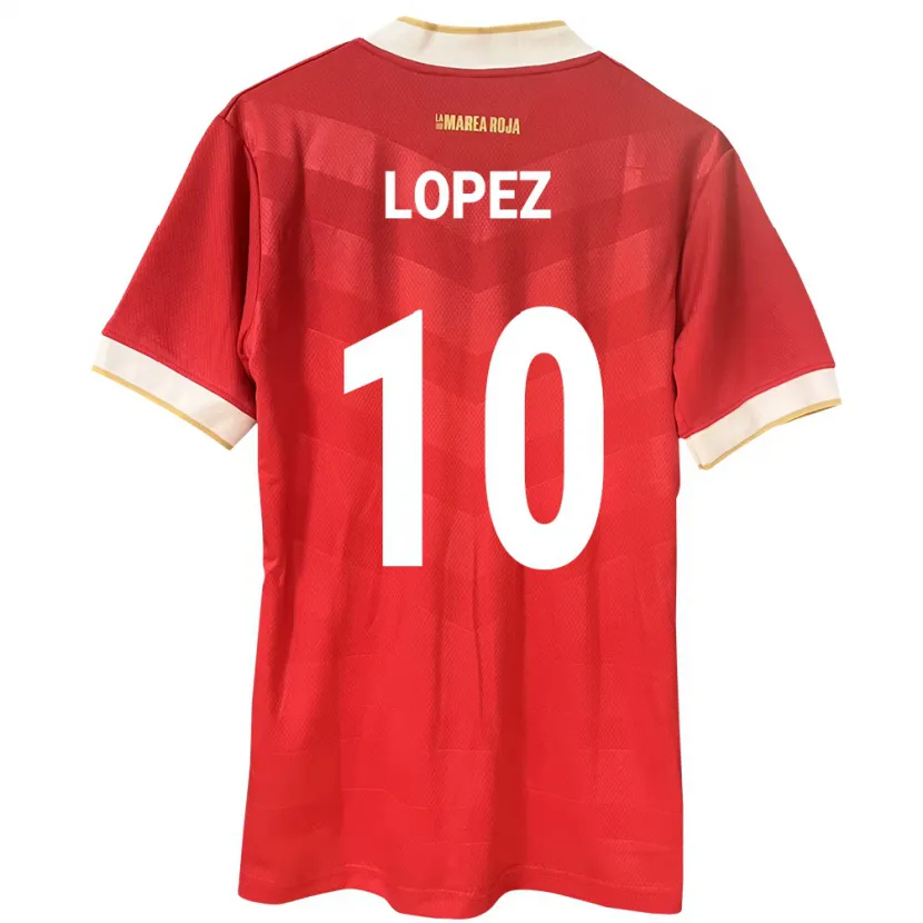Danxen Femme Maillot Panama Ovidio Lopez #10 Rouge Tenues Domicile 24-26 T-Shirt