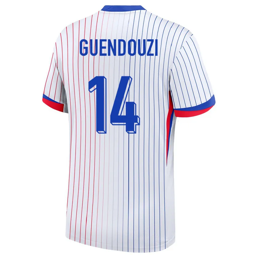 Danxen Femme Maillot France Matteo Guendouzi #14 Blanc Tenues Extérieur 24-26 T-Shirt