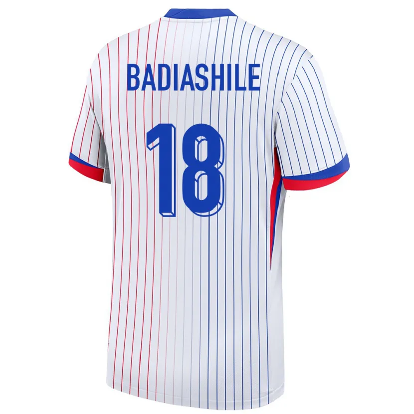 Danxen Femme Maillot France Benoit Badiashile #18 Blanc Tenues Extérieur 24-26 T-Shirt