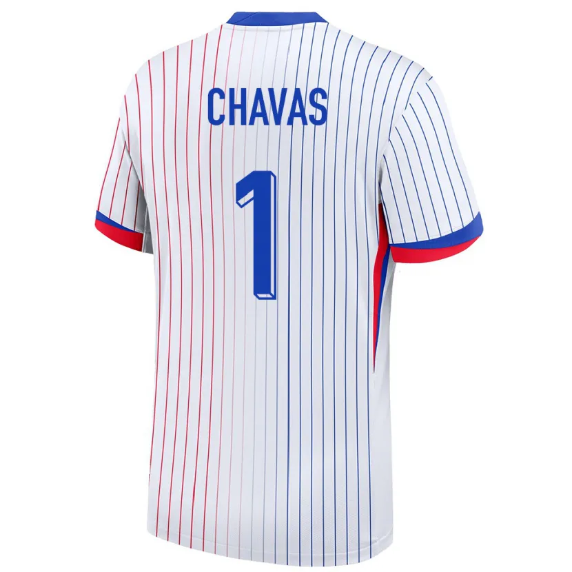 Danxen Femme Maillot France Mylene Chavas #1 Blanc Tenues Extérieur 24-26 T-Shirt