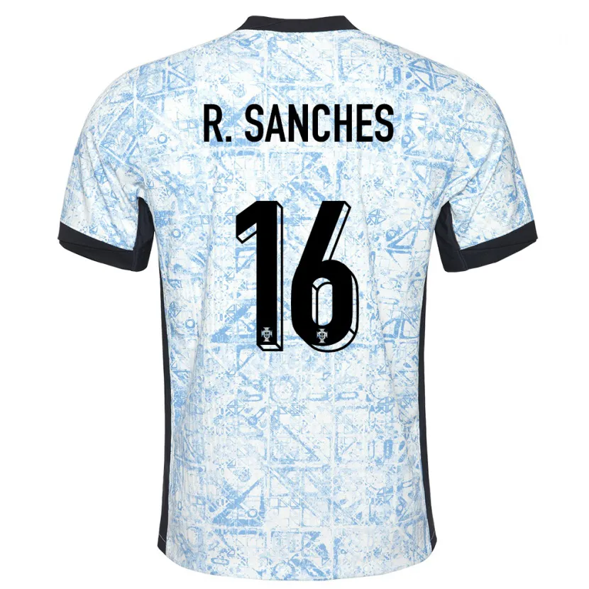 Danxen Femme Maillot Portugal Renato Sanches #16 Bleu Crème Tenues Extérieur 24-26 T-Shirt