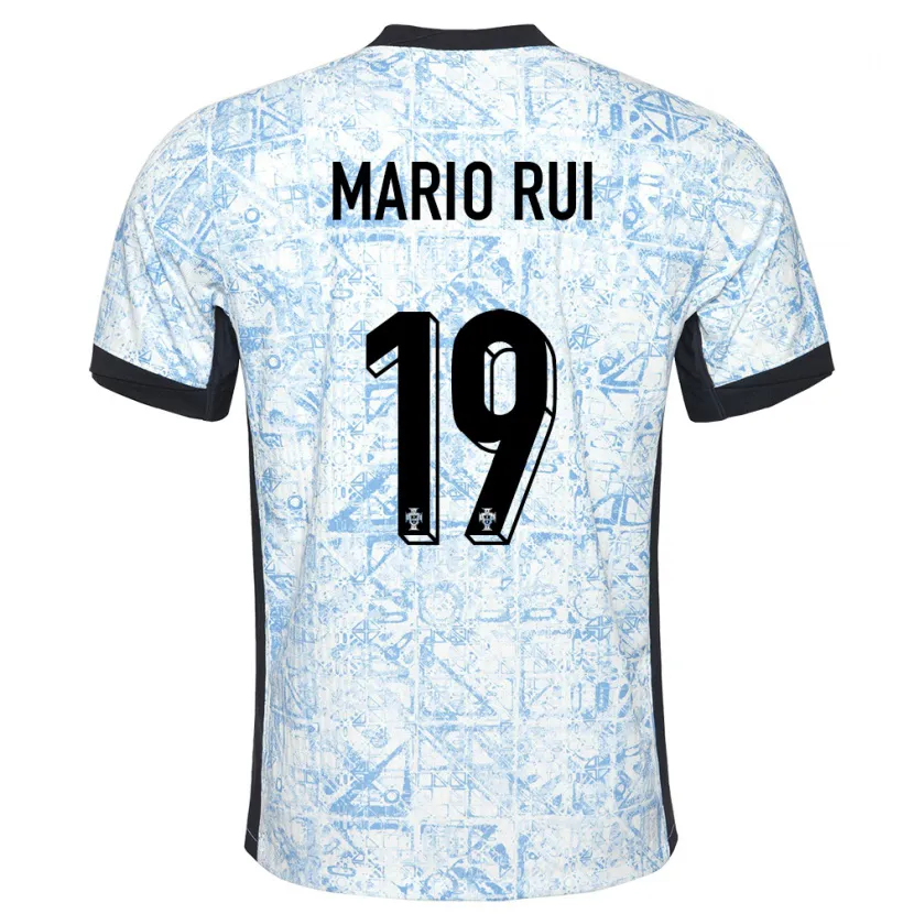 Danxen Femme Maillot Portugal Mario Rui #19 Bleu Crème Tenues Extérieur 24-26 T-Shirt
