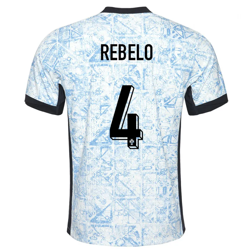 Danxen Femme Maillot Portugal Silvia Rebelo #4 Bleu Crème Tenues Extérieur 24-26 T-Shirt