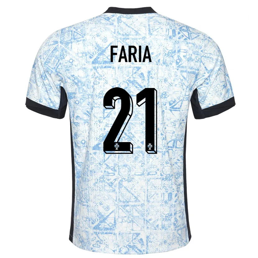 Danxen Femme Maillot Portugal Andreia Faria #21 Bleu Crème Tenues Extérieur 24-26 T-Shirt