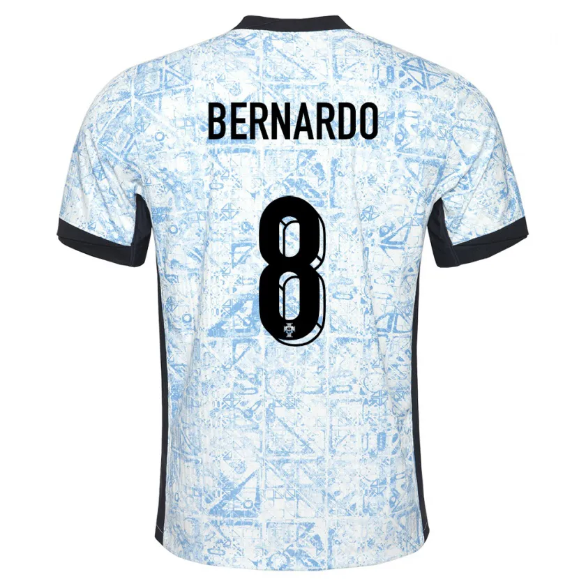 Danxen Femme Maillot Portugal Paulo Bernardo #8 Bleu Crème Tenues Extérieur 24-26 T-Shirt