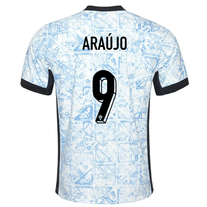 Danxen Femme Maillot Portugal Henrique Araujo #9 Bleu Crème Tenues Extérieur 24-26 T-Shirt