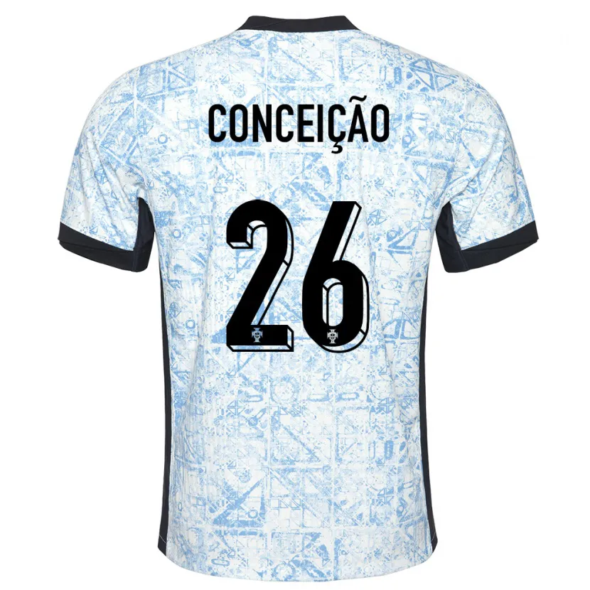Danxen Femme Maillot Portugal Francisco Conceicao #26 Bleu Crème Tenues Extérieur 24-26 T-Shirt