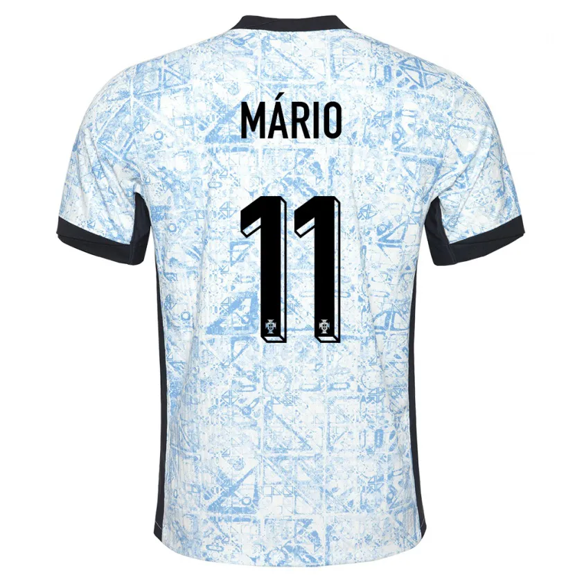 Danxen Femme Maillot Portugal Joao Mario #11 Bleu Crème Tenues Extérieur 24-26 T-Shirt