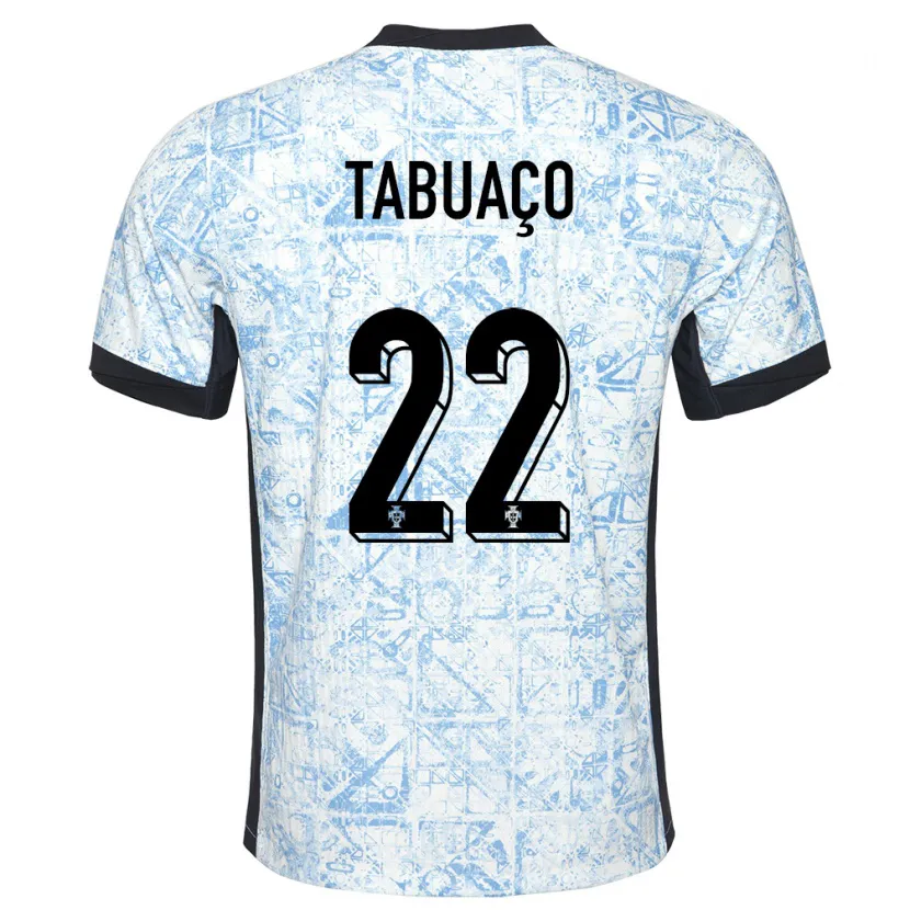 Danxen Femme Maillot Portugal Goncalo Tabuaco #22 Bleu Crème Tenues Extérieur 24-26 T-Shirt