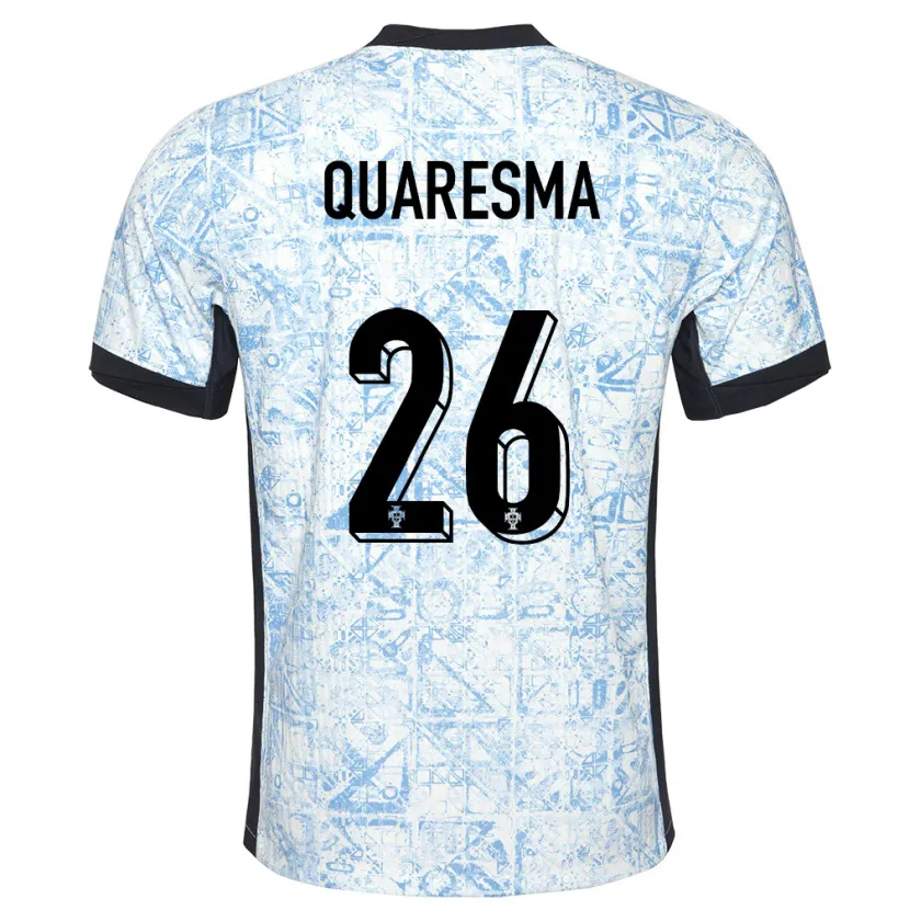 Danxen Femme Maillot Portugal Eduardo Quaresma #26 Bleu Crème Tenues Extérieur 24-26 T-Shirt