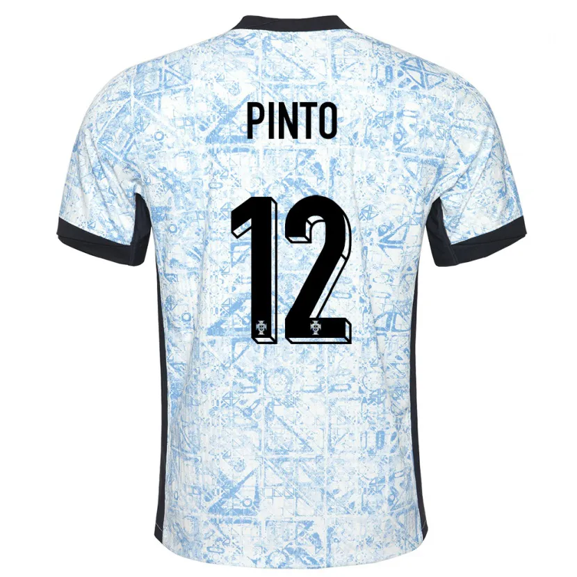 Danxen Femme Maillot Portugal Diogo Pinto #12 Bleu Crème Tenues Extérieur 24-26 T-Shirt
