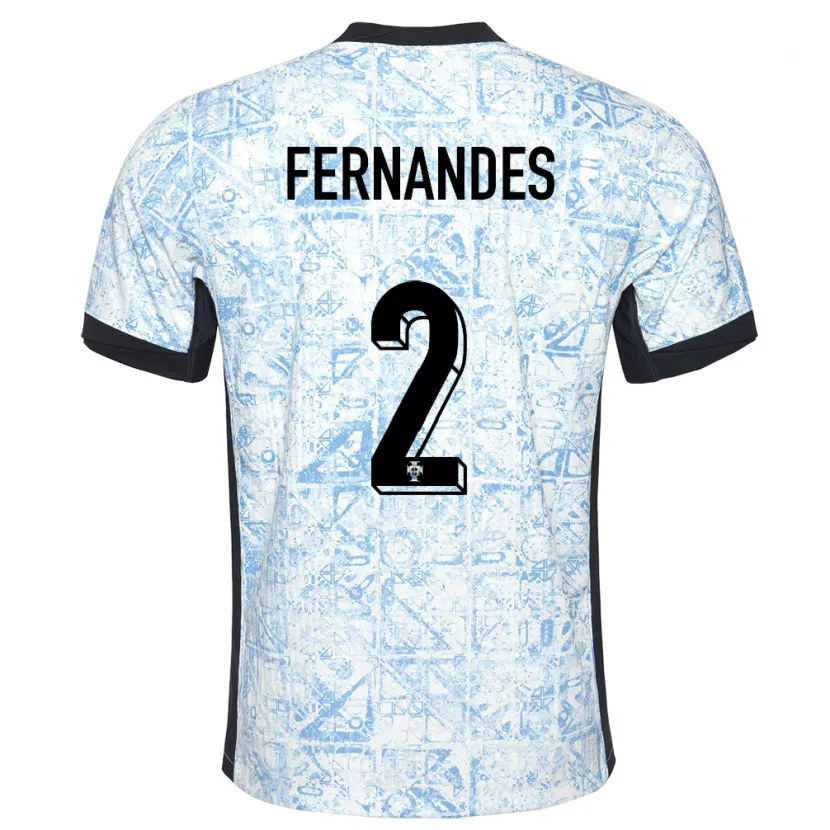 Danxen Femme Maillot Portugal Martim Fernandes #2 Bleu Crème Tenues Extérieur 24-26 T-Shirt