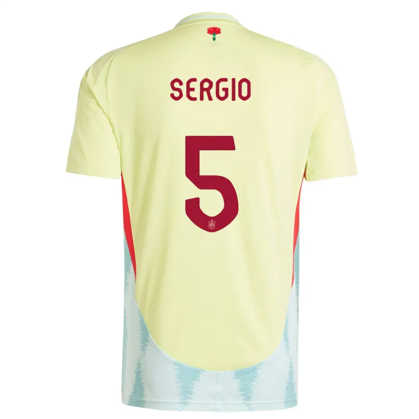 Danxen Femme Maillot Espagne Sergio Busquets #5 Jaune Tenues Extérieur 24-26 T-Shirt