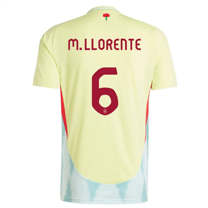 Danxen Femme Maillot Espagne Marcos Llorente #6 Jaune Tenues Extérieur 24-26 T-Shirt