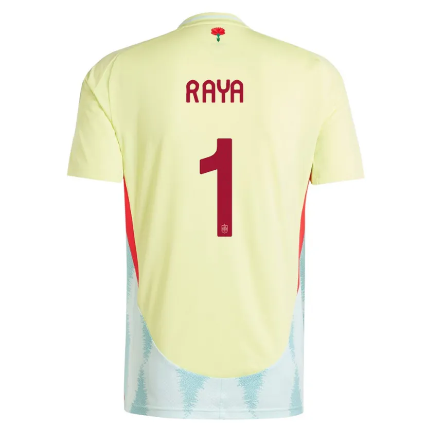 Danxen Femme Maillot Espagne David Raya #1 Jaune Tenues Extérieur 24-26 T-Shirt