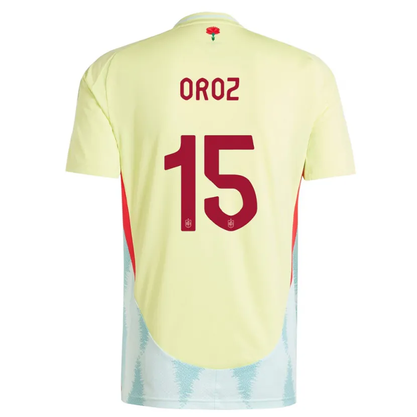 Danxen Femme Maillot Espagne Maite Oroz #15 Jaune Tenues Extérieur 24-26 T-Shirt