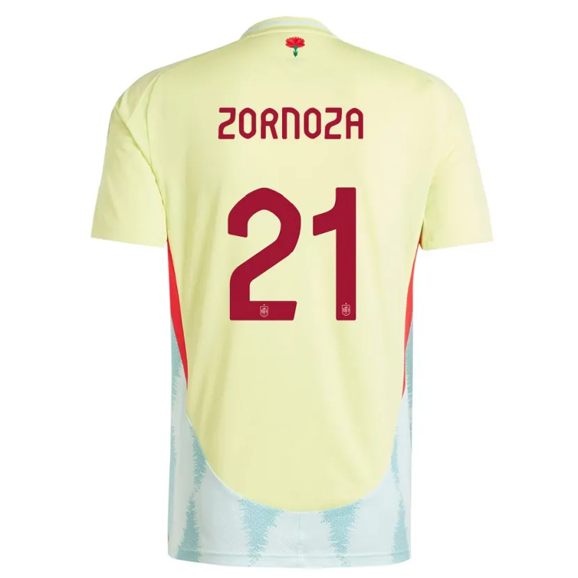 Danxen Femme Maillot Espagne Claudia Zornoza #21 Jaune Tenues Extérieur 24-26 T-Shirt