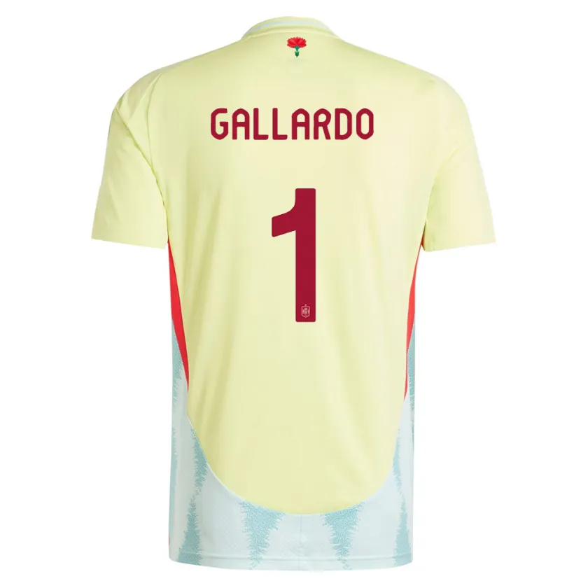 Danxen Femme Maillot Espagne Dolores Gallardo #1 Jaune Tenues Extérieur 24-26 T-Shirt