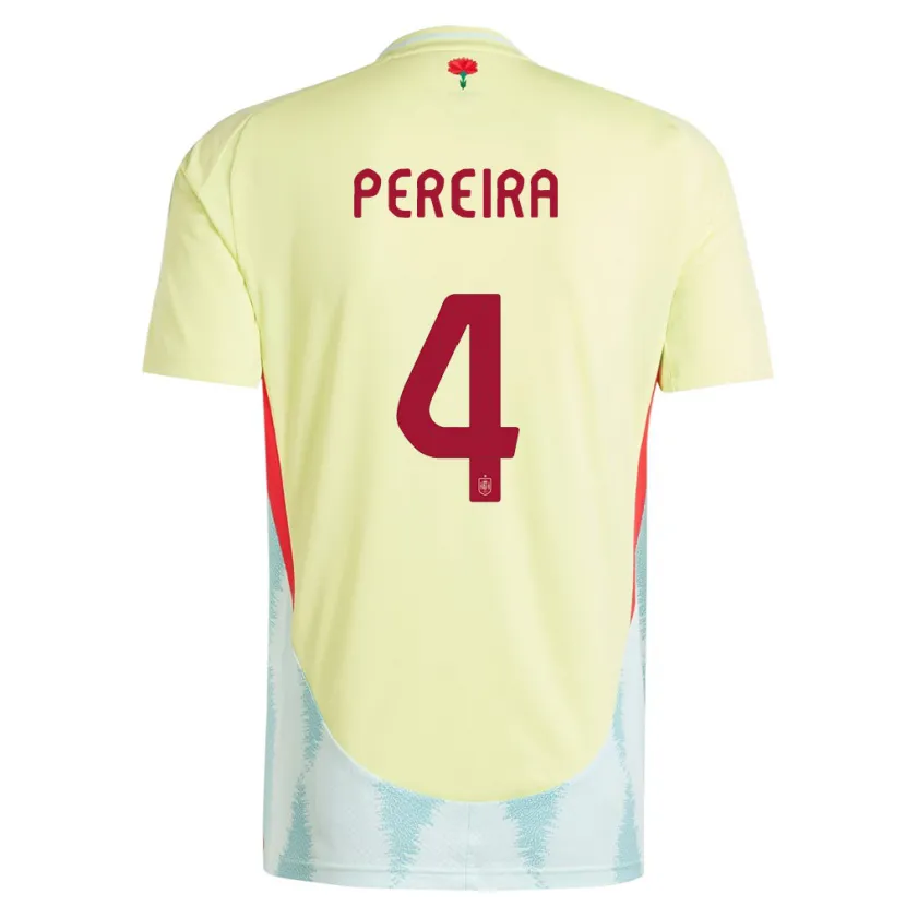 Danxen Femme Maillot Espagne Andrea Pereira #4 Jaune Tenues Extérieur 24-26 T-Shirt
