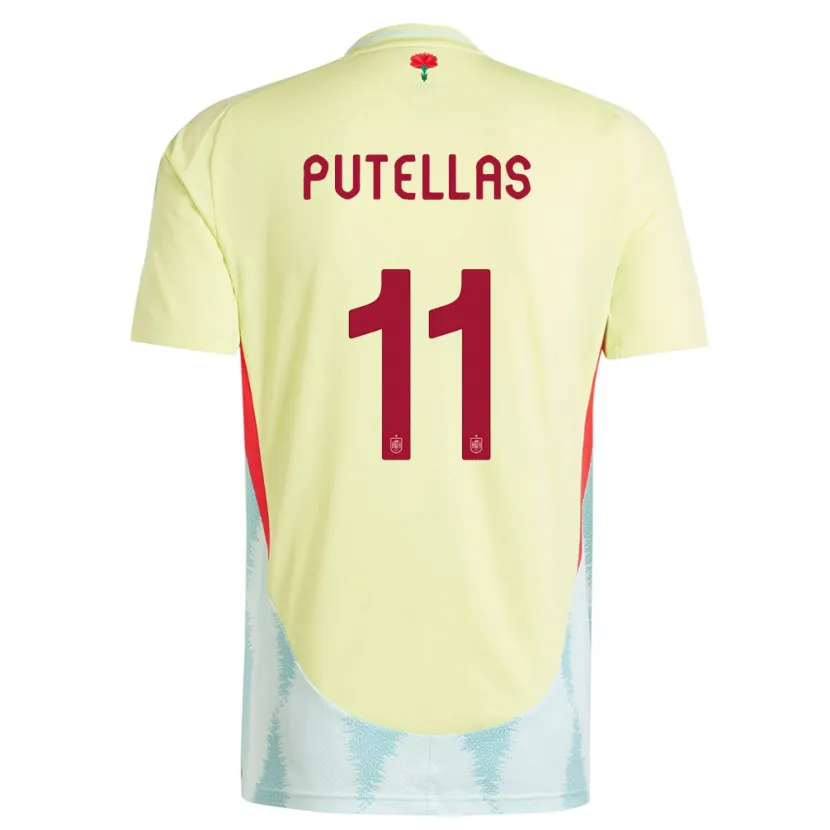 Danxen Femme Maillot Espagne Alexia Putellas #11 Jaune Tenues Extérieur 24-26 T-Shirt