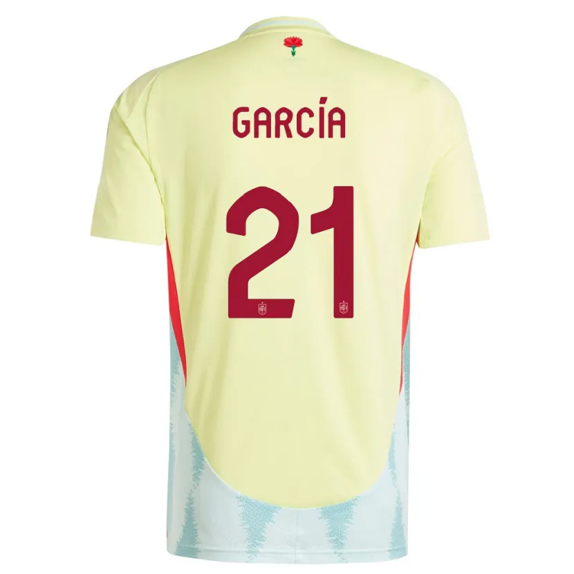 Danxen Femme Maillot Espagne Sheila Garcia #21 Jaune Tenues Extérieur 24-26 T-Shirt