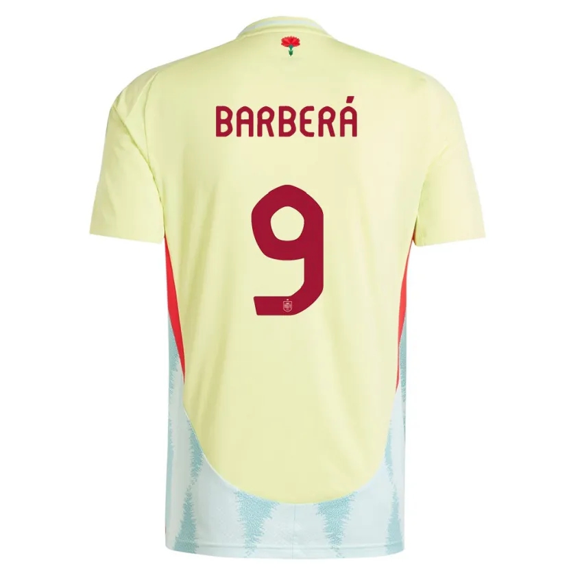 Danxen Femme Maillot Espagne Victor Barbera #9 Jaune Tenues Extérieur 24-26 T-Shirt