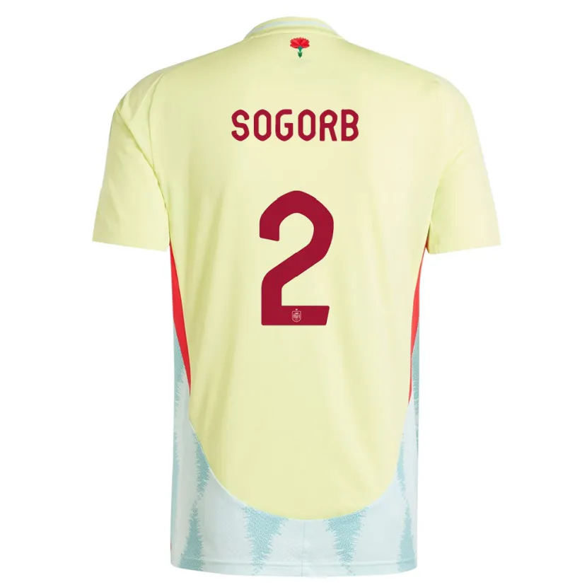 Danxen Femme Maillot Espagne Carles Sogorb #2 Jaune Tenues Extérieur 24-26 T-Shirt