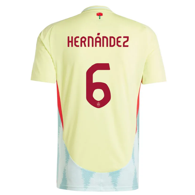 Danxen Femme Maillot Espagne Gerard Hernandez #6 Jaune Tenues Extérieur 24-26 T-Shirt