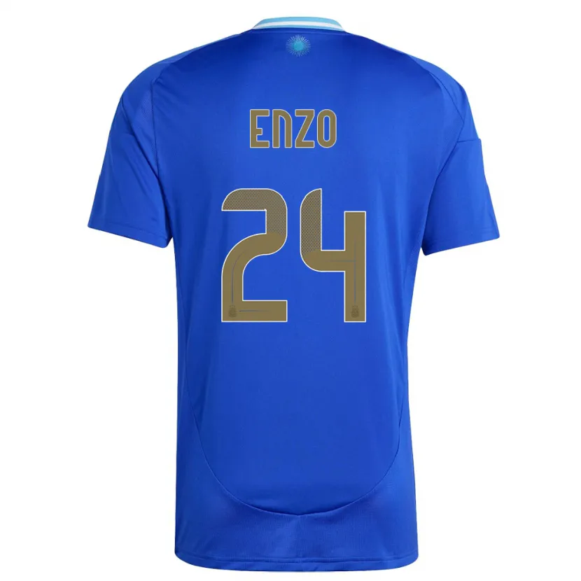 Danxen Femme Maillot Argentine Enzo Fernandez #24 Bleu Tenues Extérieur 24-26 T-Shirt