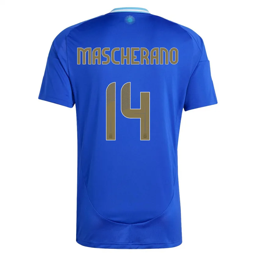 Danxen Femme Maillot Argentine Javier Mascherano #14 Bleu Tenues Extérieur 24-26 T-Shirt