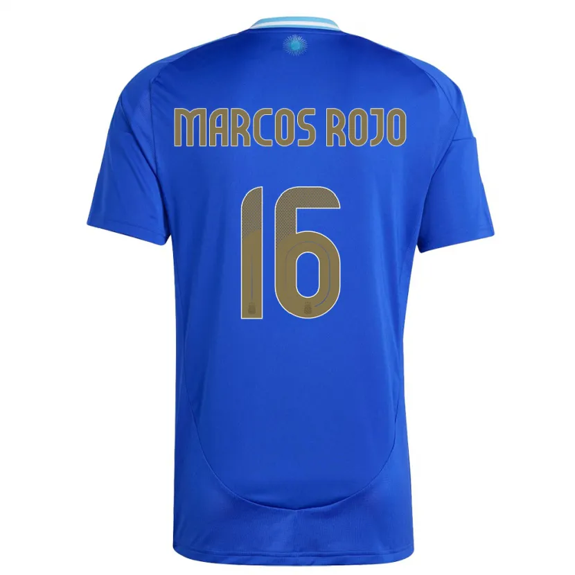 Danxen Femme Maillot Argentine Marcos Rojo #16 Bleu Tenues Extérieur 24-26 T-Shirt
