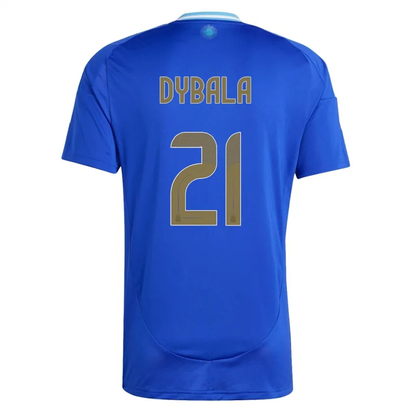 Danxen Femme Maillot Argentine Paulo Dybala #21 Bleu Tenues Extérieur 24-26 T-Shirt