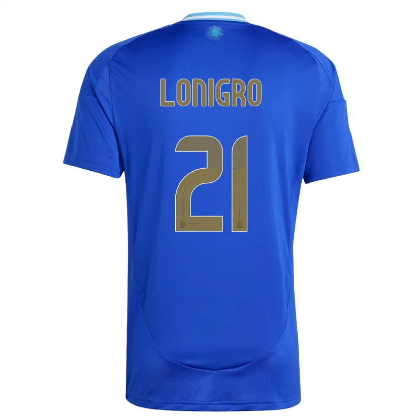 Danxen Femme Maillot Argentine Erica Lonigro #21 Bleu Tenues Extérieur 24-26 T-Shirt