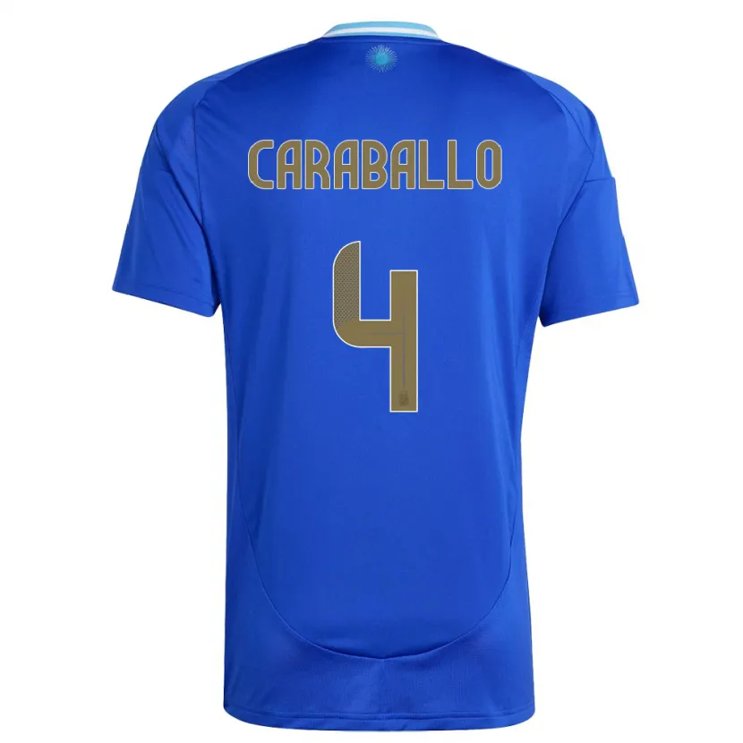 Danxen Femme Maillot Argentine Brian Caraballo #4 Bleu Tenues Extérieur 24-26 T-Shirt