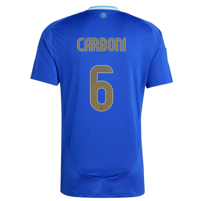 Danxen Femme Maillot Argentine Franco Carboni #6 Bleu Tenues Extérieur 24-26 T-Shirt