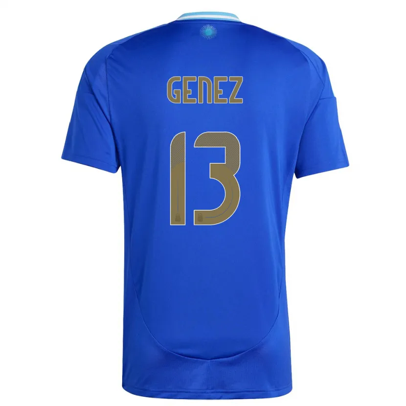 Danxen Femme Maillot Argentine Nahuel Genez #13 Bleu Tenues Extérieur 24-26 T-Shirt