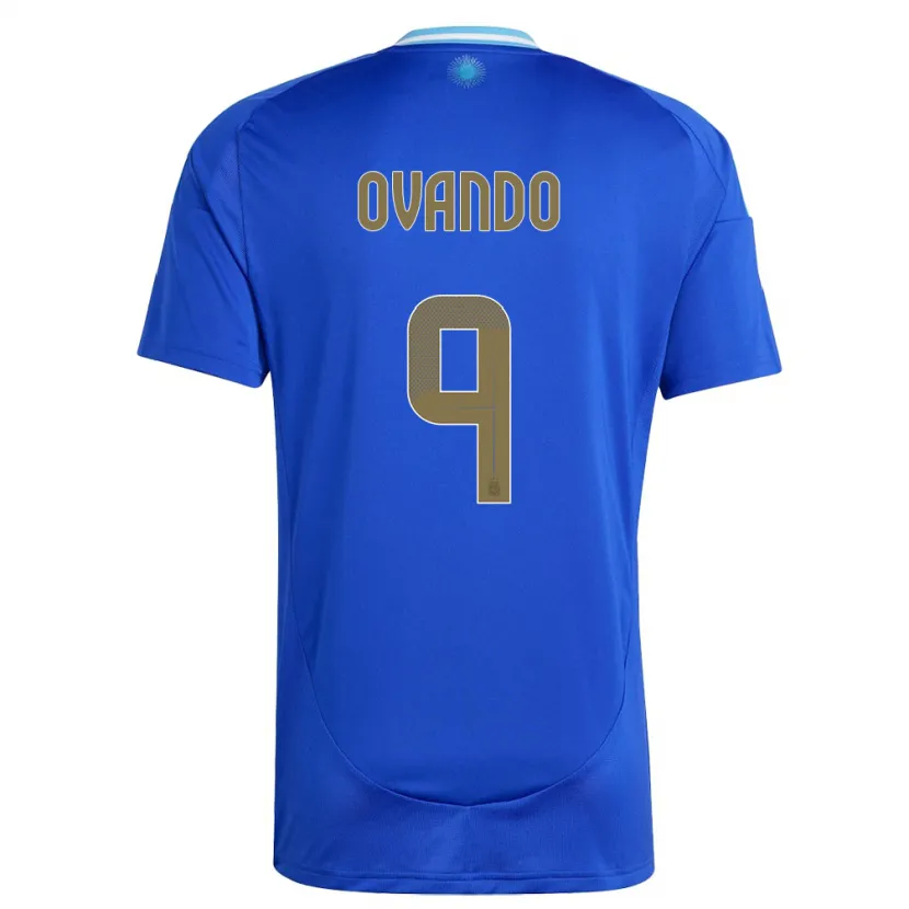 Danxen Femme Maillot Argentine Lautaro Ovando #9 Bleu Tenues Extérieur 24-26 T-Shirt