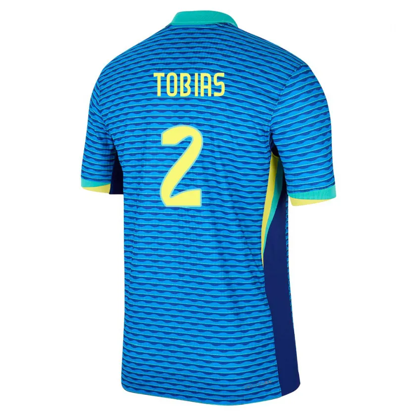Danxen Femme Maillot Brésil Vinicius Tobias #2 Bleu Tenues Extérieur 24-26 T-Shirt