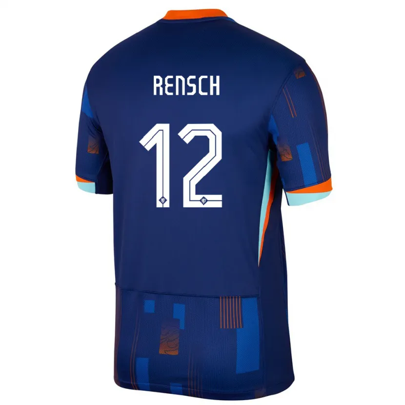 Danxen Femme Maillot Pays-Bas Devyne Rensch #12 Bleu Tenues Extérieur 24-26 T-Shirt