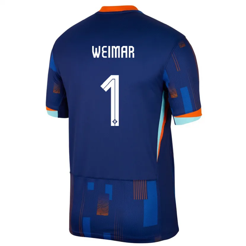 Danxen Femme Maillot Pays-Bas Jacintha Weimar #1 Bleu Tenues Extérieur 24-26 T-Shirt