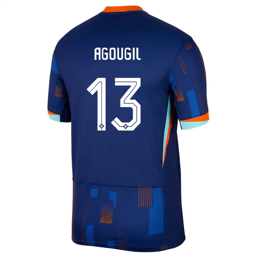Danxen Femme Maillot Pays-Bas Oualid Agougil #13 Bleu Tenues Extérieur 24-26 T-Shirt