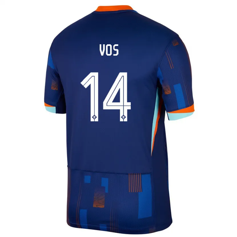 Danxen Femme Maillot Pays-Bas Silvano Vos #14 Bleu Tenues Extérieur 24-26 T-Shirt