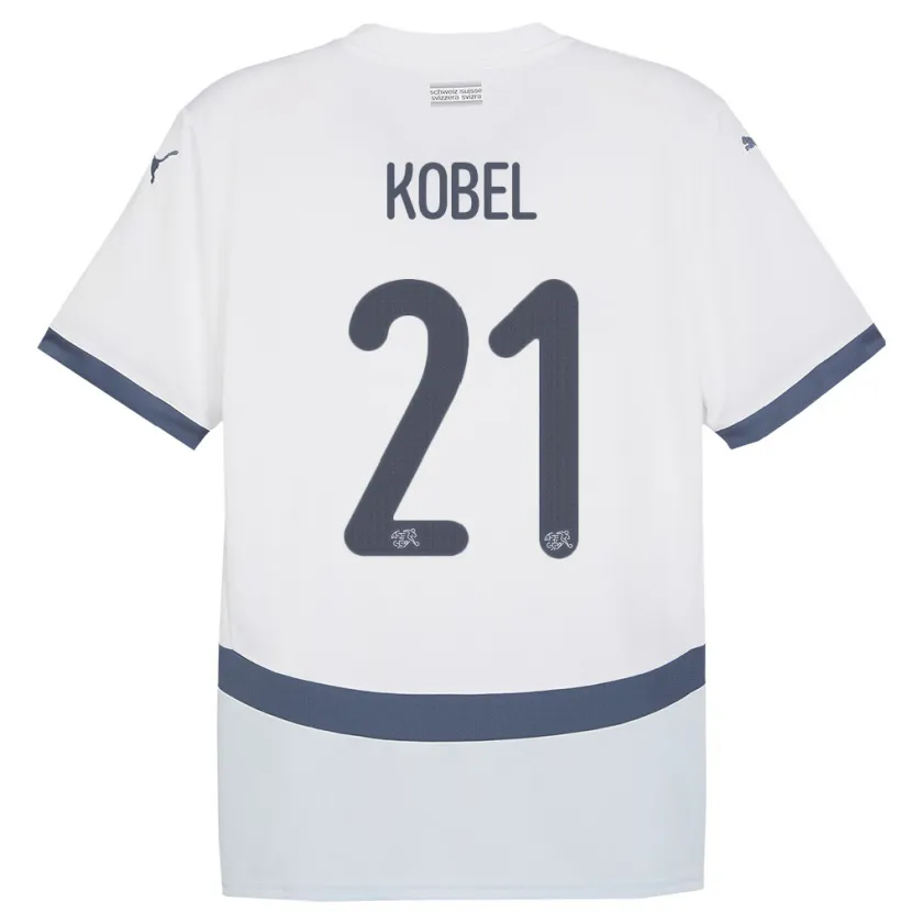 Danxen Femme Maillot Suisse Gregor Kobel #21 Blanc Tenues Extérieur 24-26 T-Shirt