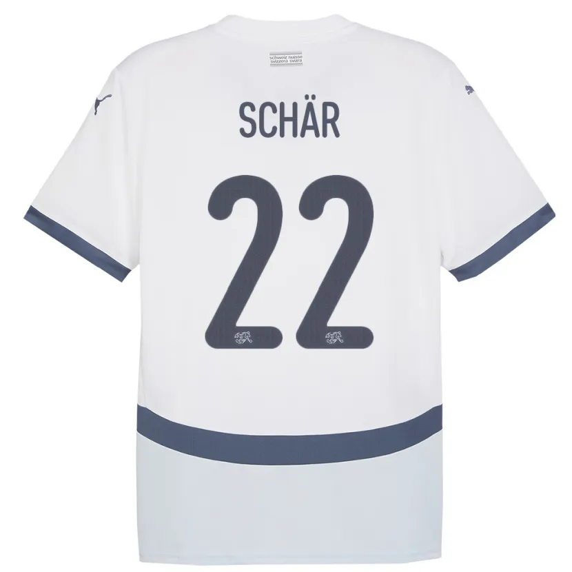 Danxen Femme Maillot Suisse Fabian Schar #22 Blanc Tenues Extérieur 24-26 T-Shirt