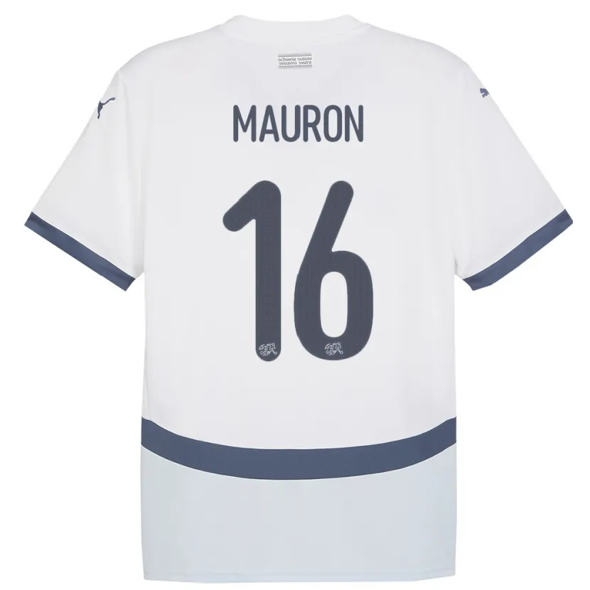 Danxen Femme Maillot Suisse Sandrine Mauron #16 Blanc Tenues Extérieur 24-26 T-Shirt