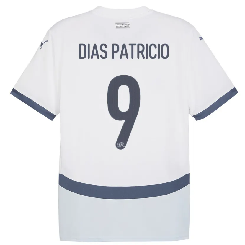 Danxen Femme Maillot Suisse Alexandre Dias Patricio #9 Blanc Tenues Extérieur 24-26 T-Shirt