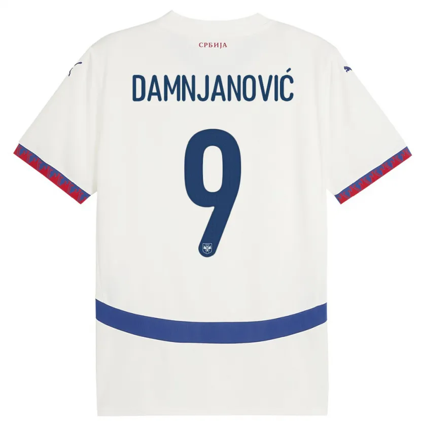 Danxen Femme Maillot Serbie Jovana Damnjanovic #9 Blanc Tenues Extérieur 24-26 T-Shirt