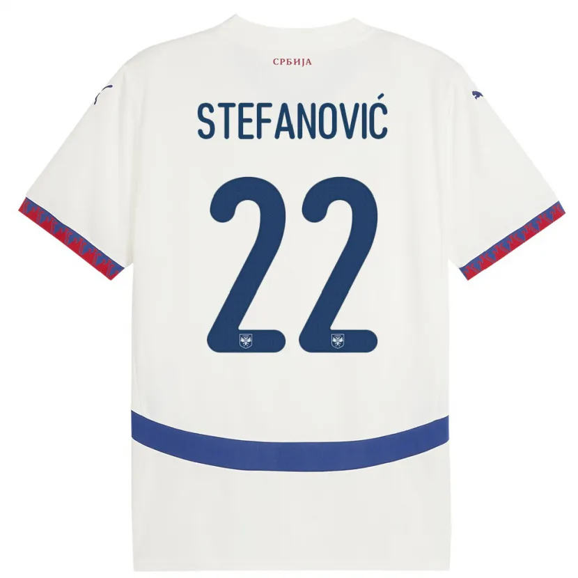 Danxen Femme Maillot Serbie Dejana Stefanovic #22 Blanc Tenues Extérieur 24-26 T-Shirt