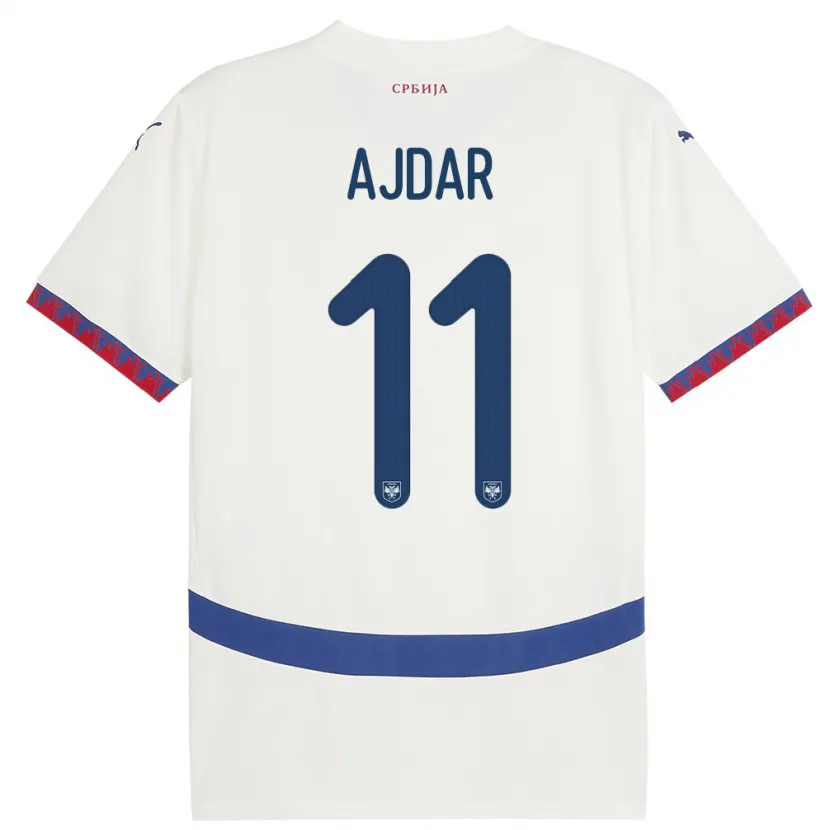 Danxen Femme Maillot Serbie Ognjen Ajdar #11 Blanc Tenues Extérieur 24-26 T-Shirt